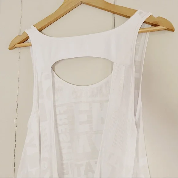 Lululemon Next To Nothing Tank Exploded Manifesto Pop Block Burnout White Sz 8 - Picture 6 of 7